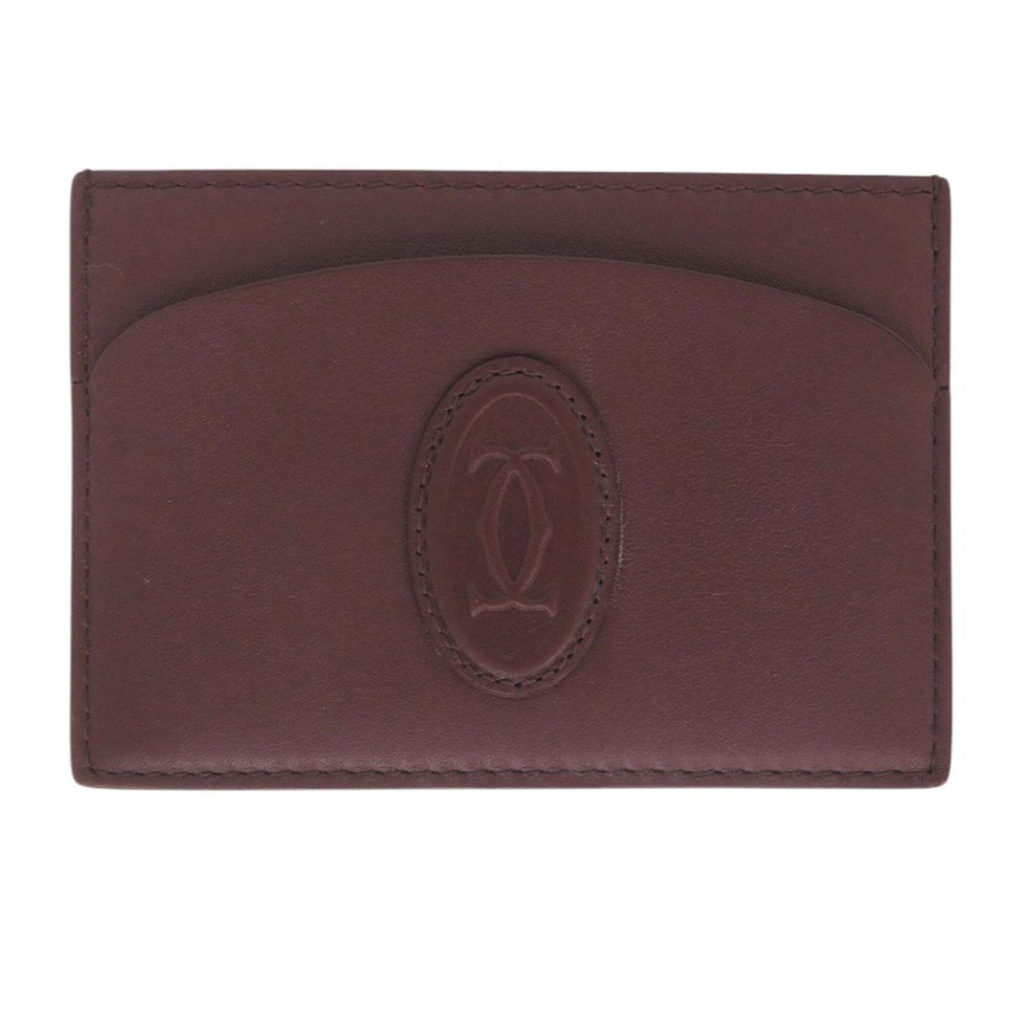 Like New Cartier Must De Crl3001795 Leather Bordeaux Business Card Holder/Car...